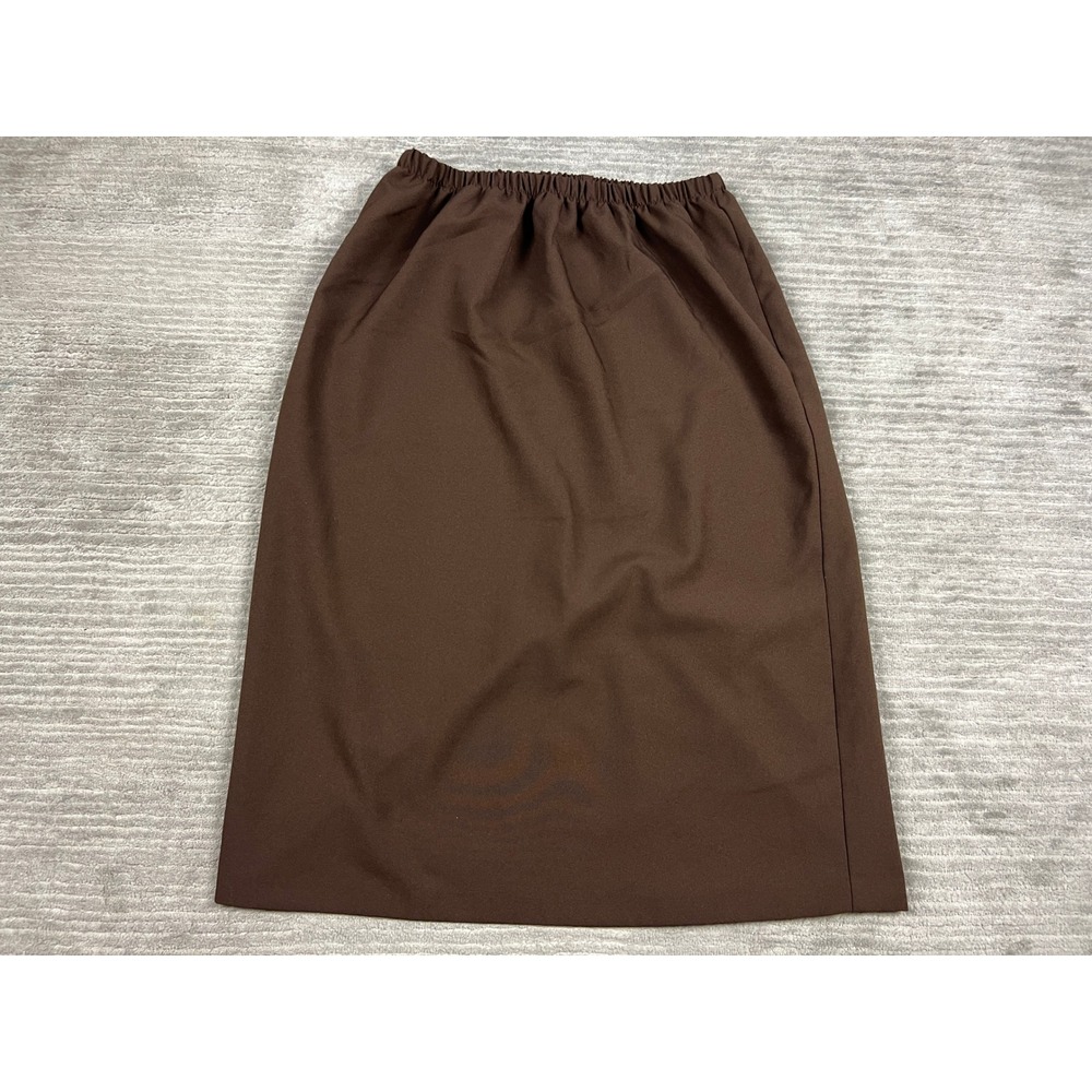 Sienna Skirt Women M Brown Straight Midi‎ Elastic Waist Solid Made in USA 27206